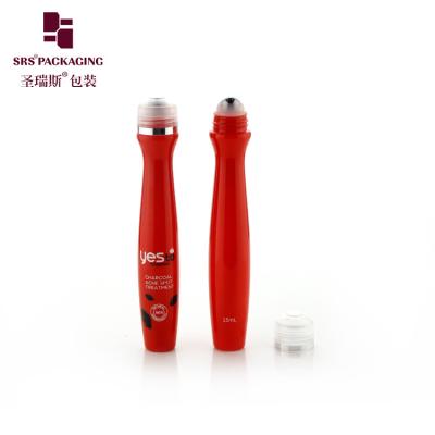 China Injection Blowing Red Solid Color Empty PETG Plastic Roller Massage Serum Bottle Eye for sale