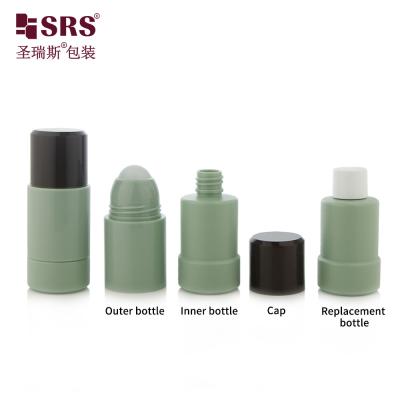 China 50ml 75ml Empty Cosmetic Packaging Custom Color Replaceable PP PCR Recycled Roll On Deodorant Gel Bottle for sale