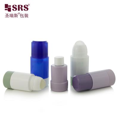 China Replaceable Empty Plastic PP PCR Recycled Round Deodorant Gel Refillable Roll On Applicator Bottle for sale