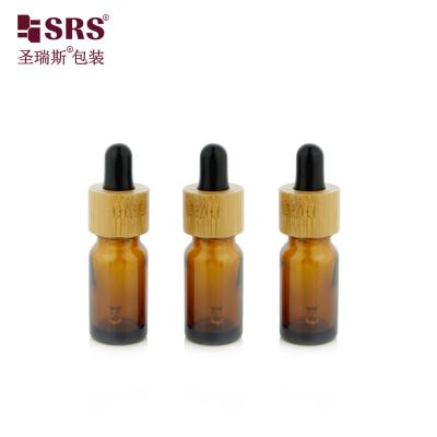 China Luxury Bamboo Shoulder Glass Facial Serum Elegant Stock Available Dropper Bottle 10ml for sale