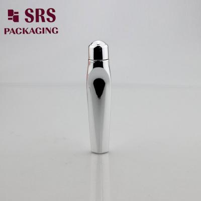 China 12ml customized metalized silver PETG roller ball bottles with steel ball for eye cream for sale