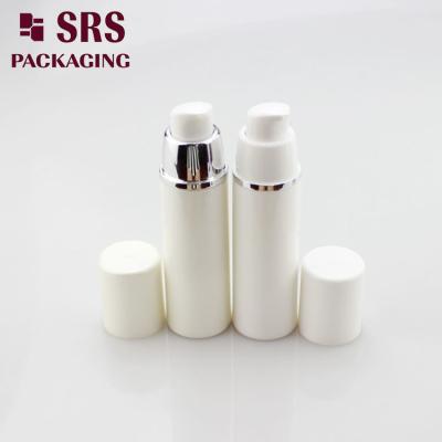 China A024 white bottle and white cap with silver line PP airless bottle for serum lotion for sale