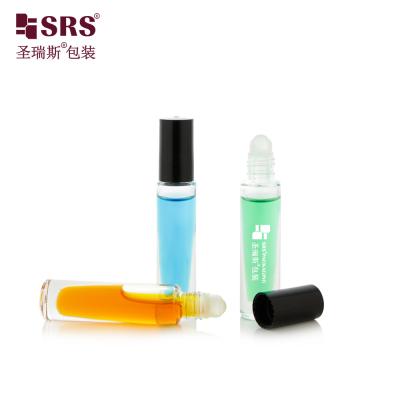 China GB1-5ml Thick Wall Transparent Empty Pocket Size Cute Plastic Cap Cylinder Shape Nail Oil Applicator Glass Roll On Bottle for sale