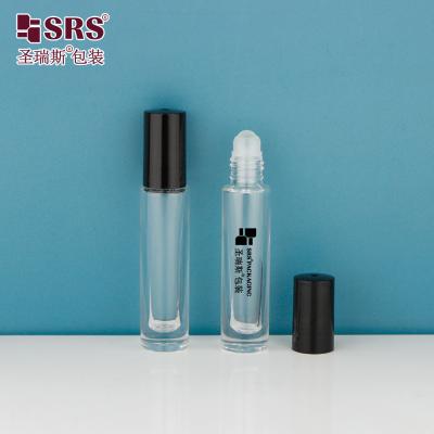 China GB1-5ML Mini Cute High End Thick Bottom Transparent Clear Roll On Bottle For Essential Oil Perfume Round Applicator for sale