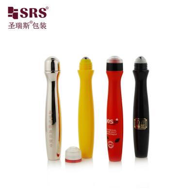 China SRS8447-15ML Injection And Blowing Customize Color Glossy Waist Shape PETG Plastic Roll On Bottle for sale