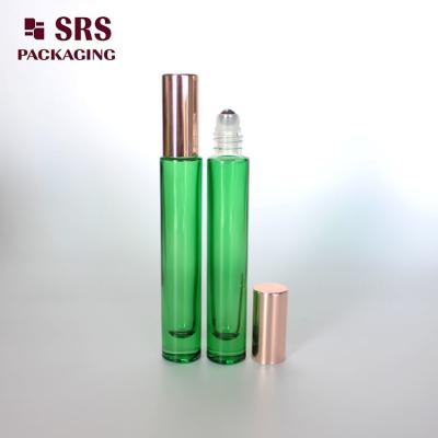 China 10ml clear green thick wall glass roll on bottle for perfume oil for sale