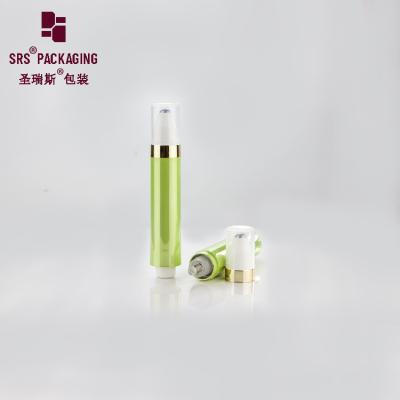 China metalized green shiny plastic airless eye cream cosmetic 10 ml roll on bottle for sale