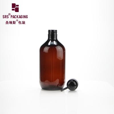 China short lead time amber round shoulder plastic liquid soap empty pet bottle 500ml for sale