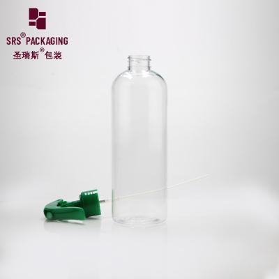 China 250ml clear PET green screw pump empty cleaner mist spray pet bottle for sale