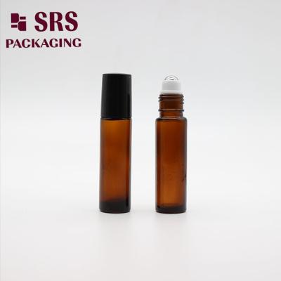 China 10ml transparent amber brown glass roller ball empty essential oil massage bottle for sale