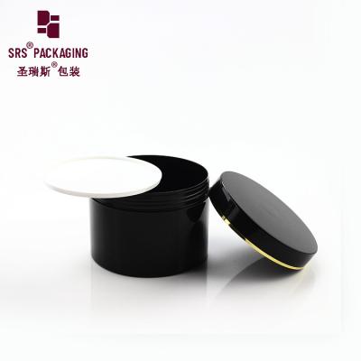 China Fabrieksproductie lege 400 g tabak injectie zwarte plastic cosmetische potten Te koop