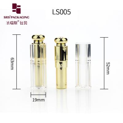 China square metalized gold clear lid empty unique shape cosmetic sparkle lipstick tube for sale