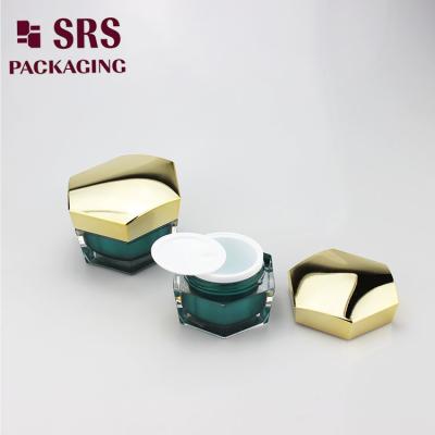 China 30g 50g empty unique shape luxury high quality cosmetic hexagon acrylic jar for sale