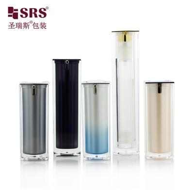 China 15ml 30ml 50ml Luxury Custom Color Acrylic Empty Airless Pump Bottle Square for sale