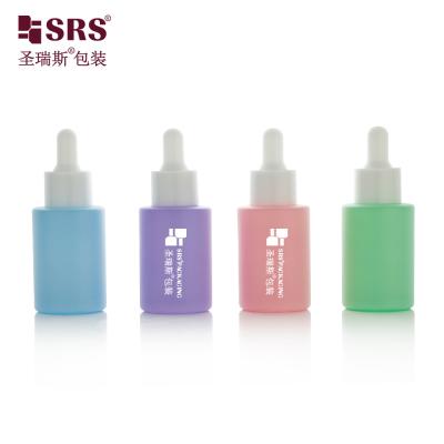 China Paint Color Frosted Empty Skincare Serum Flat Glass Dropper Bottle 30ml for sale