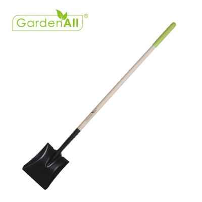 China Garden Shovel Garden Tool Tempered Point Steel Square Shovel With Hardwood Handle for sale