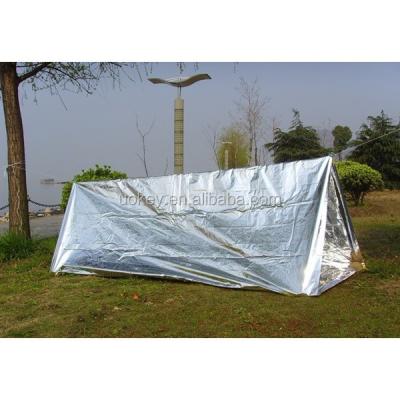 China Disposable Waterproof Rope PET Aluminum Foil Emergency Shelter Tent for sale