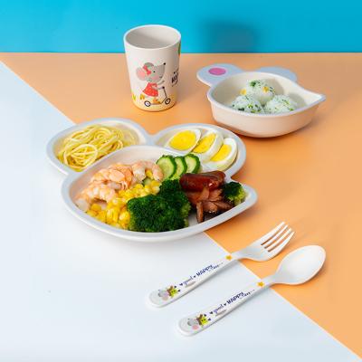 China Sustainable Bamboo Fiber Cutlery Set Cute Little Mouse Children's Cutlery Wholesale Custom Cutlery Set for sale