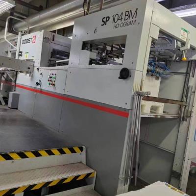 China BOBST AUTOPLATINE SP 104 BM H Automatische matrassnijmachine en folie stempelmachine met hologram Te koop