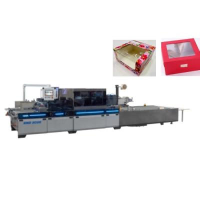 China Toy Paper Window Box Patching Machine Automatic V Cut Creasing Gluing for sale