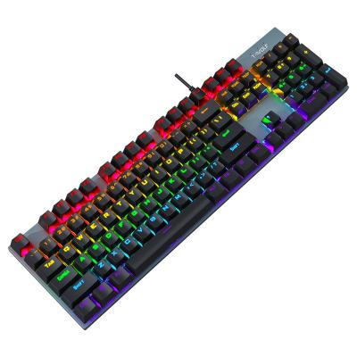 China Anti-ghosting RGB Keyboard Esports Games Hot Selling Metal 104 Key Gaming Cable Multicolor Lightweight Mechanical Keyboard for sale