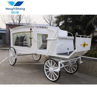 China European Glass Covered White Horse Funeral Carriage English Style Funeral Carriage Error Manufacturer for sale