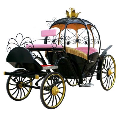 China Black Wedding Cinderella Pumpkin Horse Carriage Luxury carriage trainer 1-6 people for sale