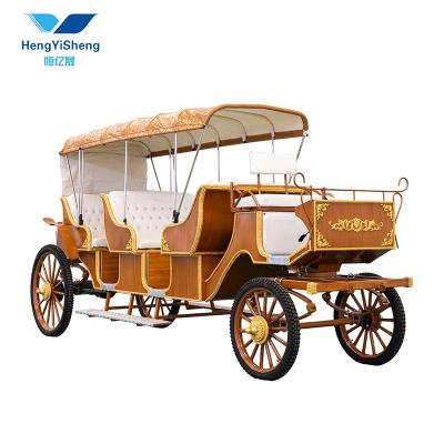 China Wonderful Gala Parade Wedding Horse Guided Carriage with Canopy Classic Marathon Horsedrawn Carriage for sale