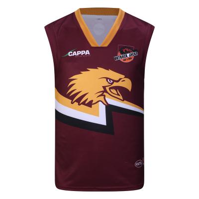 China Antibacterial Sublimated Printed Sports Wear Wholesale Cheap Mens AFL Football Rugby Tank Top AFL Tank Tops for sale