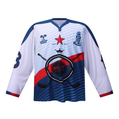 China Wholesale Quick Fit Comfortable Breathable Custom Design Sublimation Team Name Shirts camiseta de hockey Recycled Ice Hockey Wear for sale