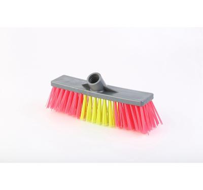 China Necessities Factory Seller Daily Hot Industrial Plastic Broom Red Yellow Cleaning Soft Plastic Broom for sale