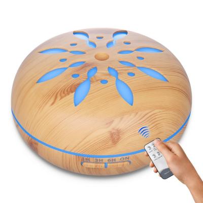 China Outdoor Wooden Remote Control 7 LED Aroma Diffuser Lights Ultrasonic Cool Mist Essential Oil Humidifier for sale