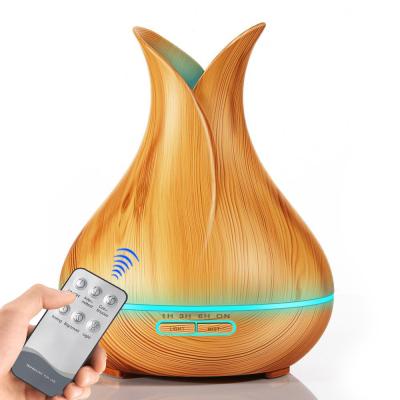 China 2020 Commercial Aroma Diffuser Vase Shape Tulip Wooden Essential Oils Diffuser Led Easy Home Ultrasonic Humidifier for sale