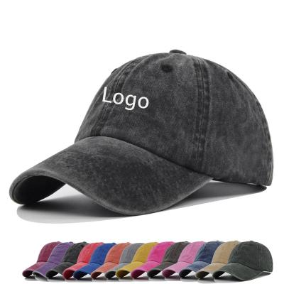 China COMMON IN 100% Cotton Washed Baseball Caps Customized Embroidery Dad Plain Plain Baseball Cap Wholesale Logo Customized Baseball Caps for sale