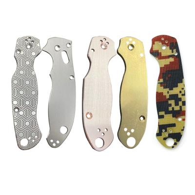 China Outdoor Gear Hiking Camping Custom Machined Titanium Metal Knife Aluminum Copper Brass Ladders Group of Ten For Spyderco for sale