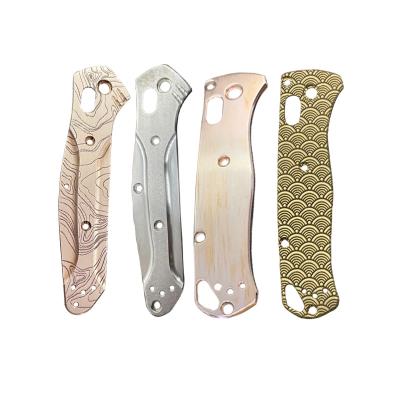 China Outdoor Gear Raising Engraved Polished Camping Custom Milled Brushed Oxidated Knife Scales For Benchmade Folding Knife Scales for sale