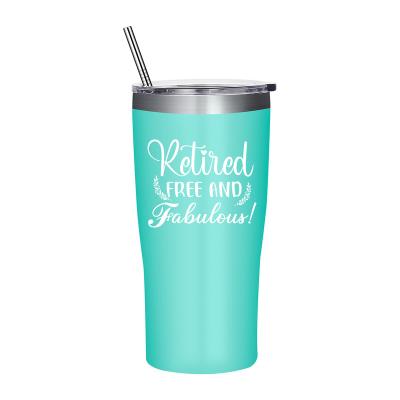 China Sustainable Hot Selling Amazon Designer 20 Ounce Insulated Stainless Steel Mugs Tumbler With Straw for sale