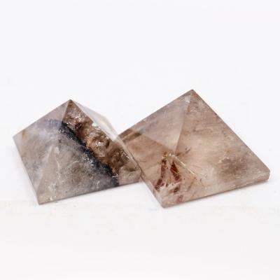 China Hot Sale Europe Crystal Healing Stone Small Size Good Quality Smoky Quartz Pyramid for Home Decoration for sale