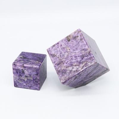 China Unique Stone Decoration Lucky Feng Shui Crystal Charoite Cube from Europe for Wholesale for sale