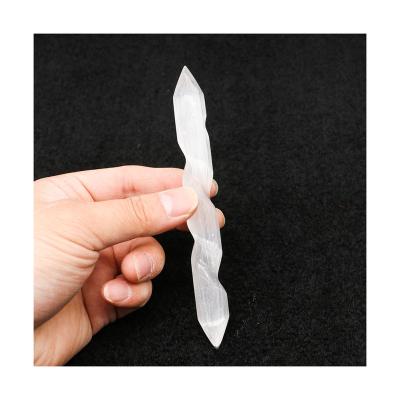 China Europe Hot Sale Healing Crystal Products Selenite Swirl Wand Natural Spiritual Point for sale