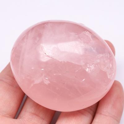 China Wholesale Natural China Palm Crystal Pocket Stone Rose Quartz Polished Stone For Healing for sale