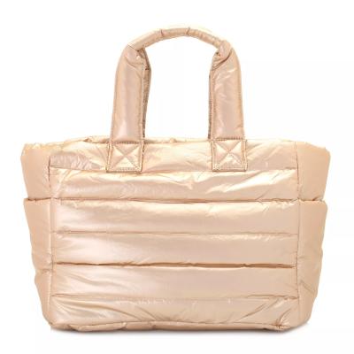 China Wholesale Fashion Girls Pink Handbags Nylon Stripper Stitched Tote Handbags For Women for sale