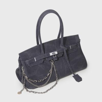 China High Quality Brand Luxury Classic Custom Made Shoulder Chains Chic Ladies Denim Reusable Canvas Tote Bag for sale