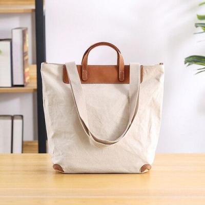 China Fashion female shopper bags 2021 new canvas shoulder briefcase women's durable canvas handbags totes large bag women for woman for sale