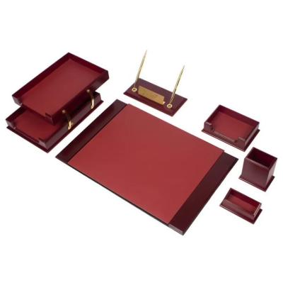 China New Arrivals High Quality Office Desk Organizer Office Desk Organizer 6 Pieces PU Desk Leather Stationery Set for sale