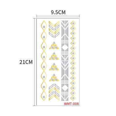 China New Fashionable Eco - Friendly Temporary Gold And Silver Jewelery Style Metallic Tattoo Sticker for sale