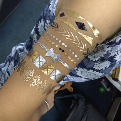 China Amazon Hot Sell Festival Temporary Party Crystal Jewels Body Gold And Silver Metallic Temporary Tattoo Sticker For Women for sale