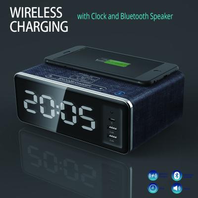 China 2022 New Multi Tablet Digital Alarm Clock Wireless Speaker With Wireless Charging Station for sale