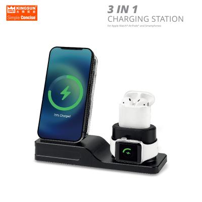 China With In1 Quick Dock Stand 3 Stand Charging Stand Phone Charger Wireless Station For Iphone for sale