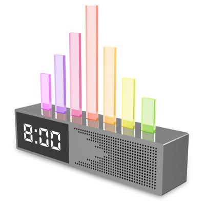 China New Wireless Sound Spectrum 2022 LED Blinking Light Activated Speaker With Clock for sale